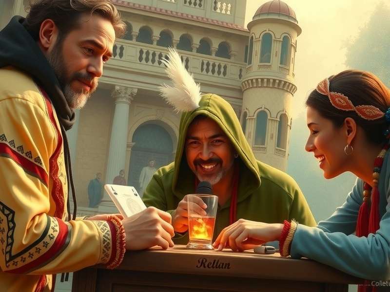 Euchre कार्ड गेम टेबल पर फैले हुए