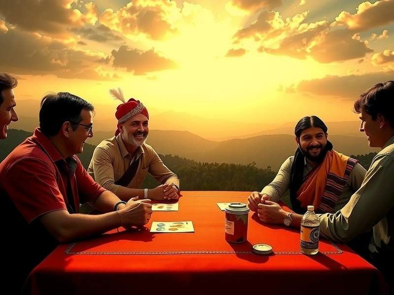 Euchre कार्ड गेम भारतीय परिवेश में खेलते हुए