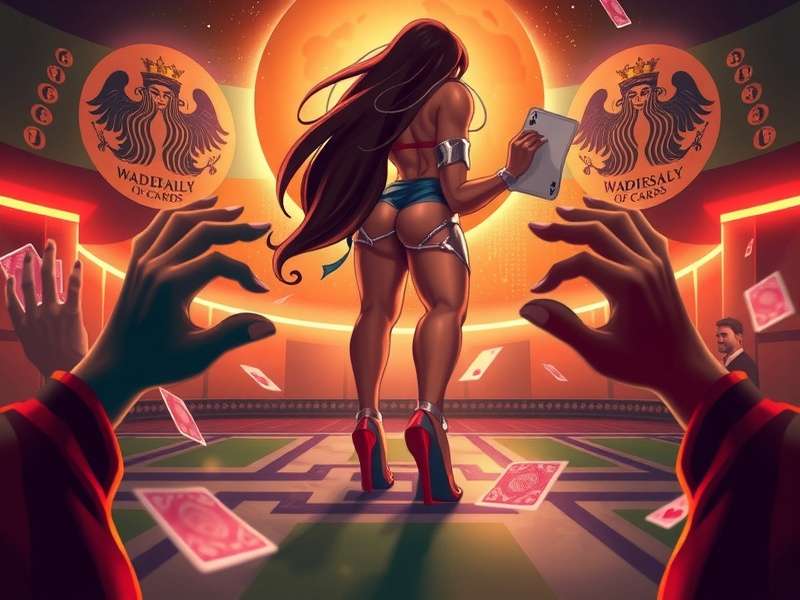 Vintage playing cards spread out on a wooden table in India