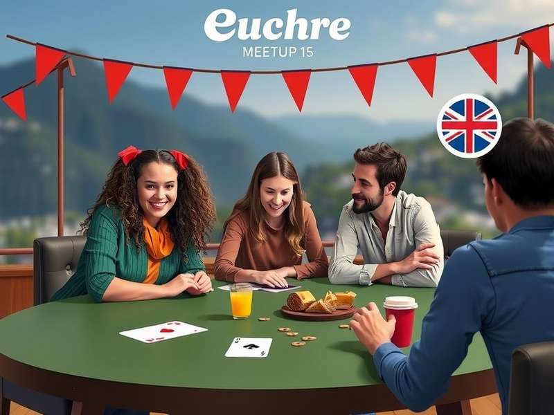 Group of people playing Euchre card game at a local meetup in India