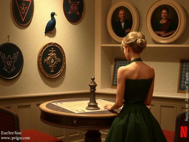 Euchre card game setup with cards on table