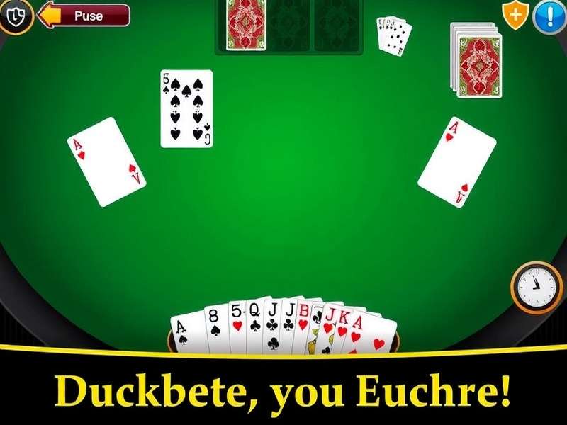 Online Euchre game interface showing cards and players