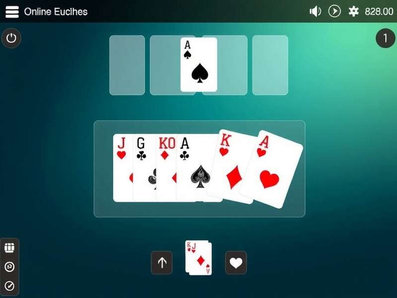 Online Euchre gameplay screenshot showing cards and interface