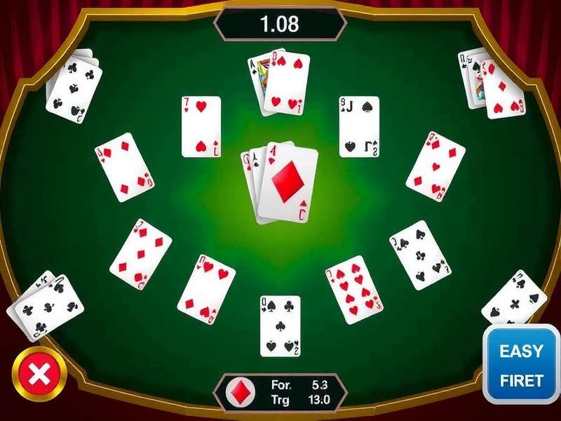 Euchre India online table setup showing four players and trump card